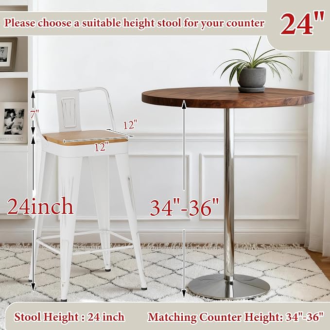 Andeworld Bar Stools Set of 4 Counter Height Stools Industrial Metal Barstools - Image 2