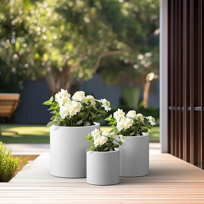 Kante RC0119ABC-C80011 Set of 3 Lightweight Concrete Modern Cylinder Outdoor - Image 7