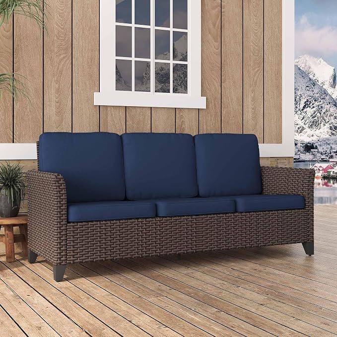 Patio Couch with High Back, All Weather PE Wicker Couch with Waterproof Cushion - Image 5