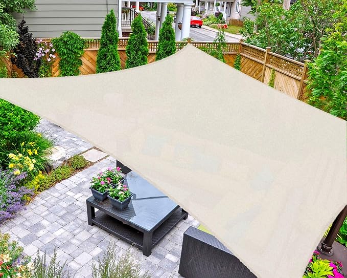 AsterOutdoor Sun Shade Sail Rectangle 12' x 16' UV Block Canopy by AsterOutdoor