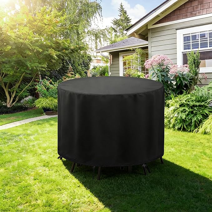 POMER Waterproof Round Patio Outdoor Table Cover, Bar Height Table and Chair - Image 8