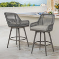 Outdoor Bar Stools Set of 2, 360° Swivel Aluminum Rattan Bar Stool by COZYMAN