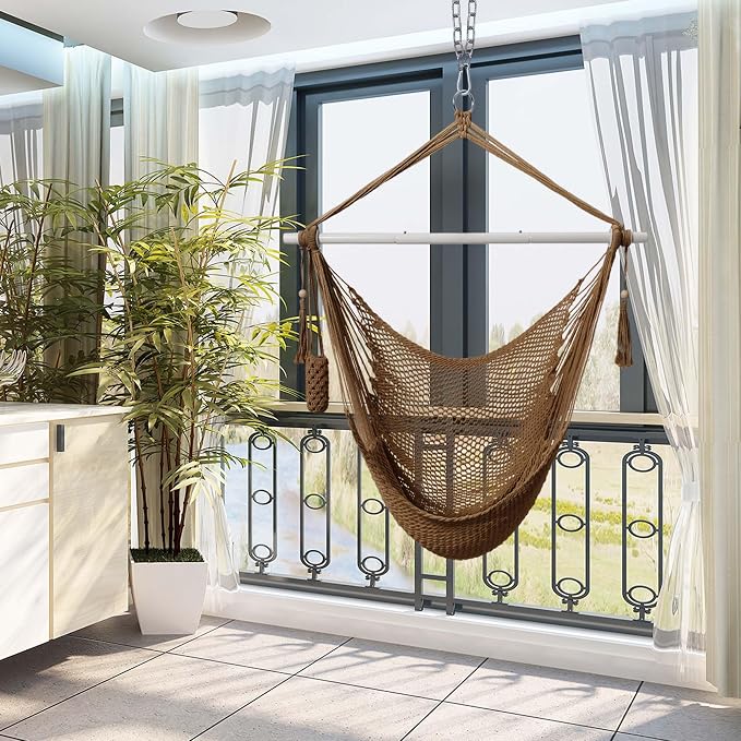Lazy Daze Hammocks Chair Caribbean Hanging Rope Swing Chair, Soft-Spun Cotton - Image 8