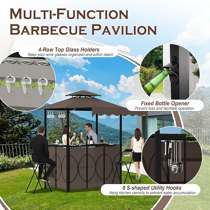 Grepatio 3 Piece Patio Bar and Grill Set, Grill Gazebo - Image 3