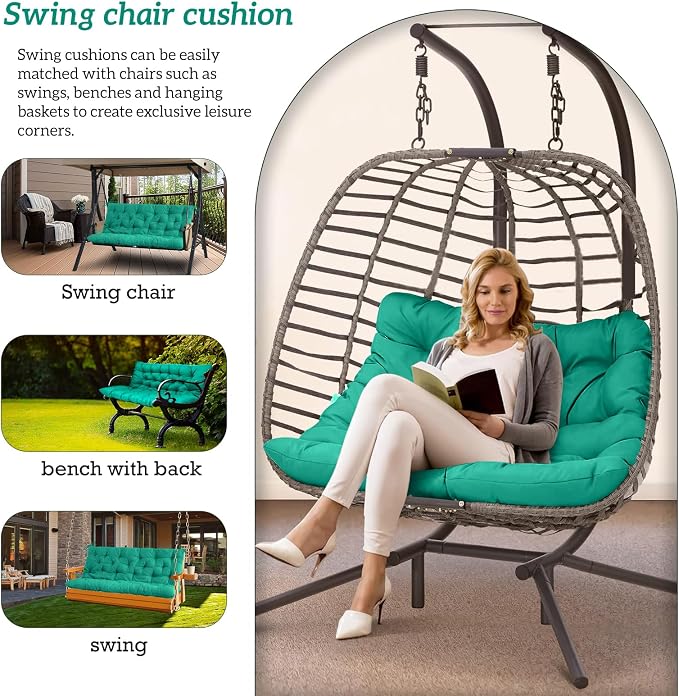 Outside Benches Cushion with Backrest, Thicken Waterproof Swing Cushions 2/3 - Image 2