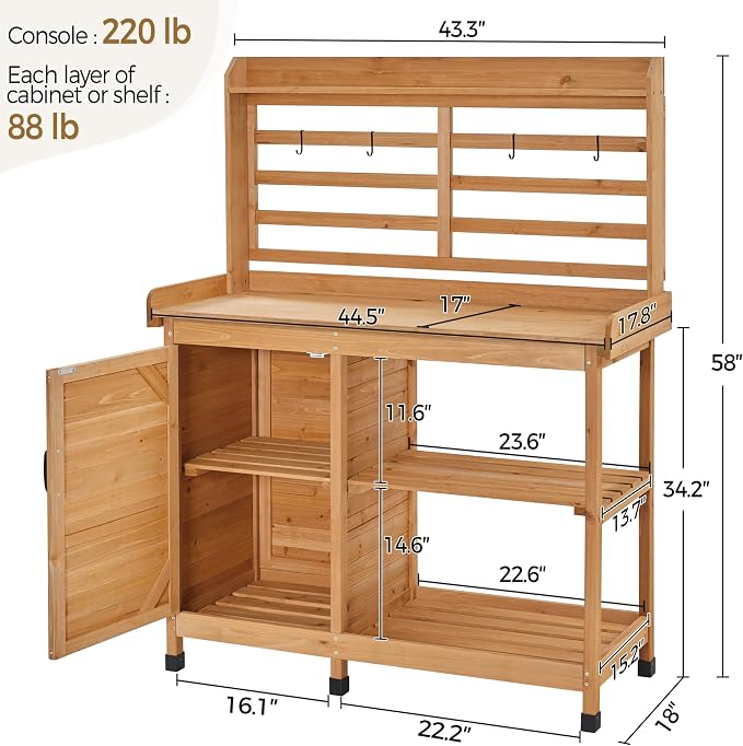 Yaheetech Outdoor Potting Bench, Large Horticulture Work Table Workstation - Image 3