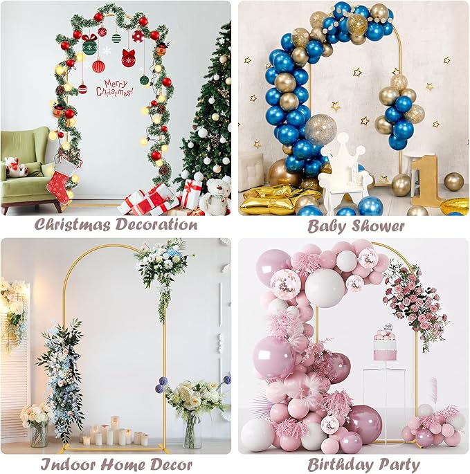 6.6FT Metal Wedding Arch Stand Gold Square Arched Backdrop Frame - Image 6