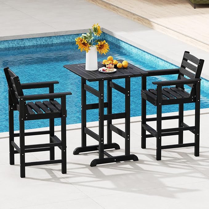 Tangkula Patio Adirondack Chairs Set of 4, HDPE Bar Height Chair - Image 4