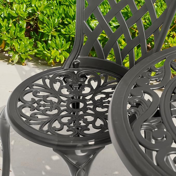 NUU GARDEN 3-Piece Patio Bistro Set Outdoor Cast Aluminum Bistro Table and - Image 4