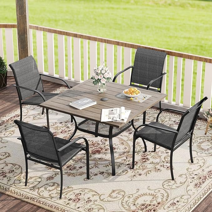 VICLLAX 5 Pieces Patio Dining Set, Outdoor Furniture Set Includes 1 Square by HOME