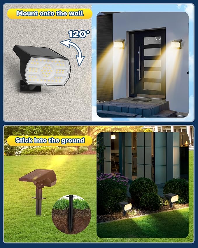 Kaxiida Solar Lights Outdoor Waterproof IP68, 3 Lighting Models Solar Powered - Image 5
