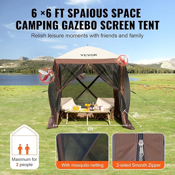 VEVOR Pop Up Gazebo Tent, Pop-Up Screen Tents 4 Sided Canopy Sun Shelter - Image 7
