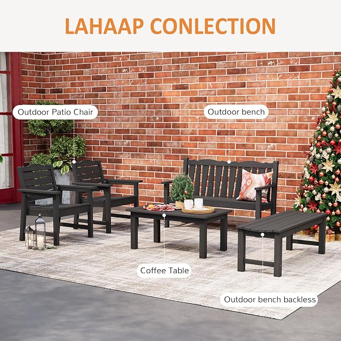 Outdoor Bench, 2-Person Patio Backless Bench Holds up to 800lbs, Weatherproof - Image 7