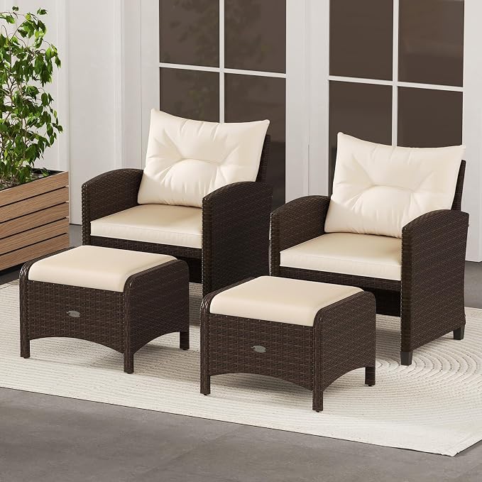 RELAX4LIFE Wicker Outdoor Ottomans - Image 8