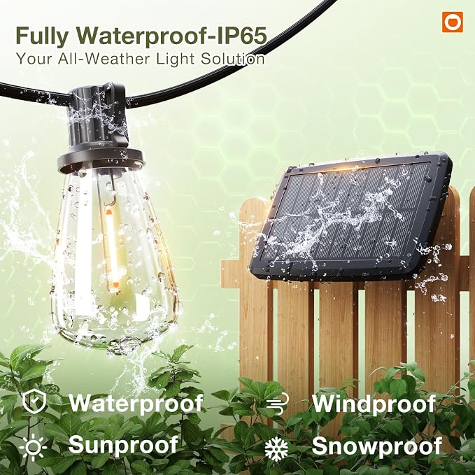 addlon 54 FT Solar String Lights Waterproof, Patio Lights Solar Powered - Image 5