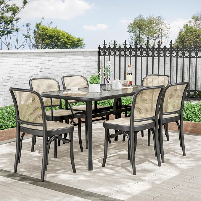 TLSUNNY Patio Outdoor Table W/ 1.69″ Umbrella Hole, Outdoor Metal Furniture - Image 2