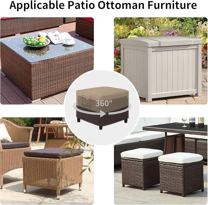 Easy-Going Outdoor Ottoman Cover, Waterproof Patio Ottoman Cover, Heavy Duty - Image 6