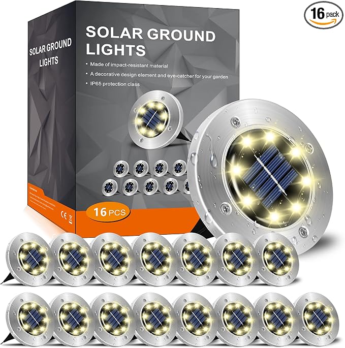 INCX Solar Lights Outdoor Waterproof, 16 Pack Solor Ground Light by INCX