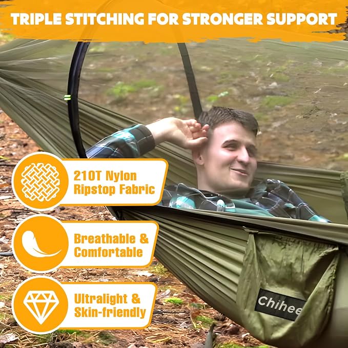 Chihee Ultra-Light Travel Camping Hammock Pop-up Net Hammock 660lbs Load - Image 2