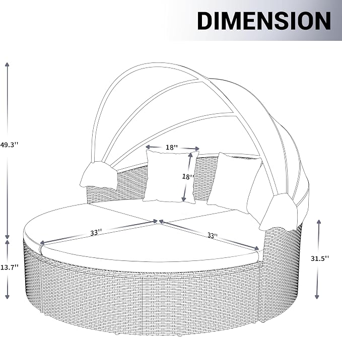 Patio Furniture Round Outdoor Daybed - Image 2
