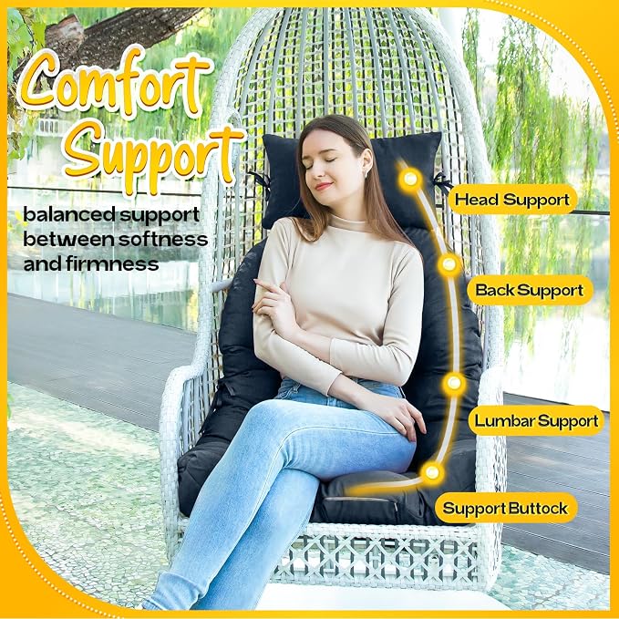 MAGIC ELEPHANT Egg Chair Cushion, Memory Foam Hanging Egg Chair Cushion - Image 6