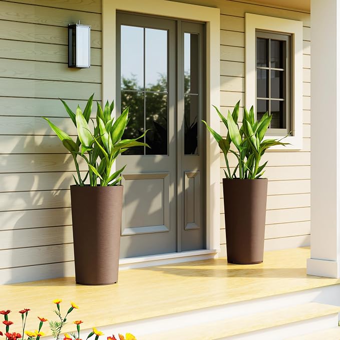 Outsunny 29 Inch Tall Planters for Outdoor Plants, Stackable Large Planters for - Image 8
