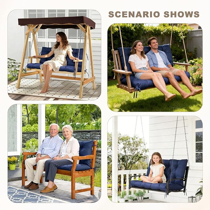 Porch Swing Cushion with Backrest, Waterproof Bench Cushion - Image 7