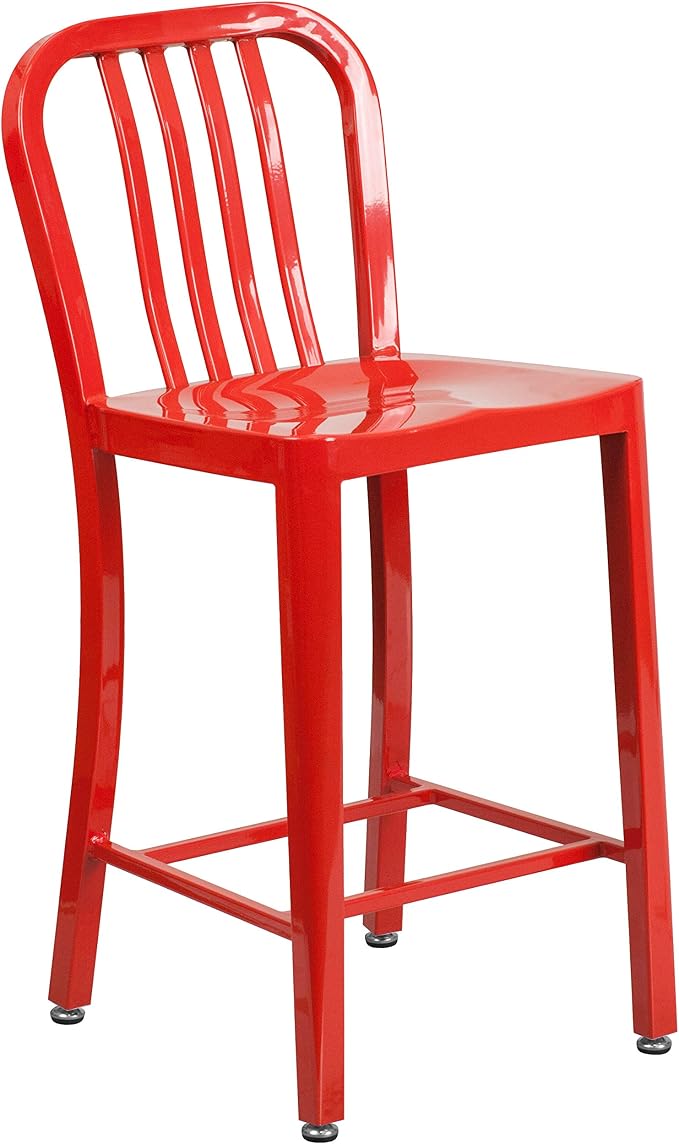 Flash Furniture Commercial Grade 24" High Red Metal Indoor-Outdoor Counter - Image 5