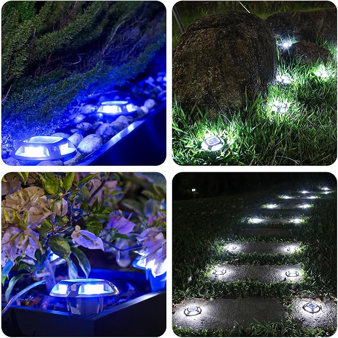 AGPTEK Solar Driveway Lights 24 Pack, 2 Colors in 1 Outdoor Solar Deck Dock - Image 7