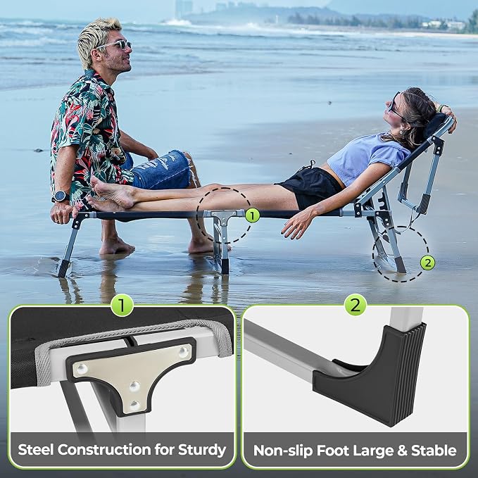 FUNDANGO 2 Pack Extra Wide Folding Lounge Chairs - Image 7
