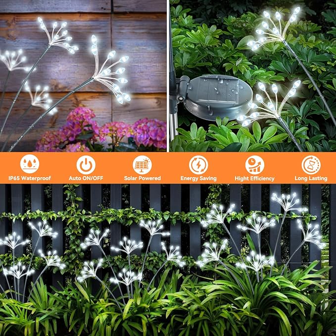 Solar Garden Lights 2 Pack Waterproof Solar Swaying Starburst Light Outdoor - Image 4