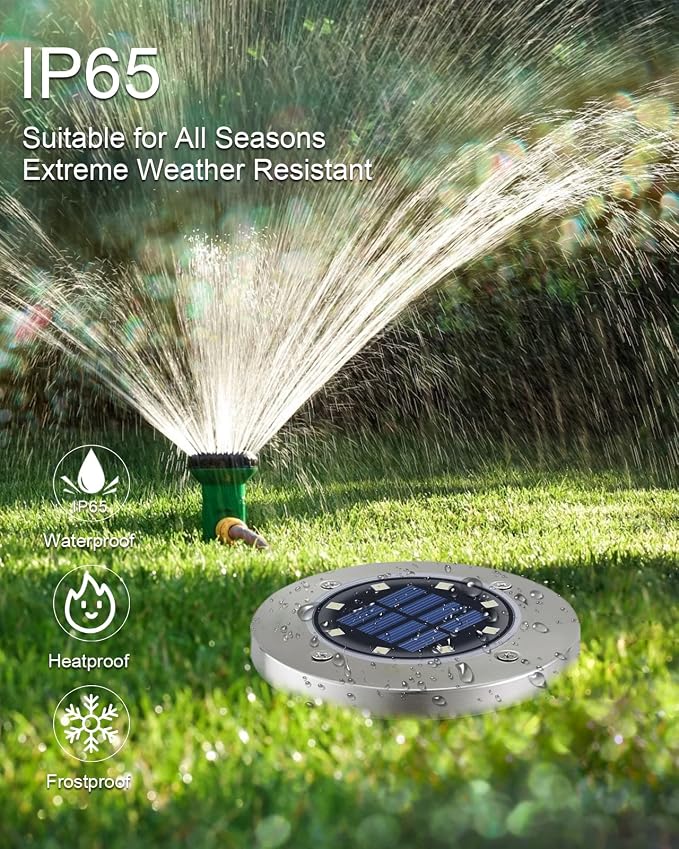 UFOND 12 Pack Solar Ground Lights，Outdoor Waterproof LED Gardenlight, Disklights - Image 6