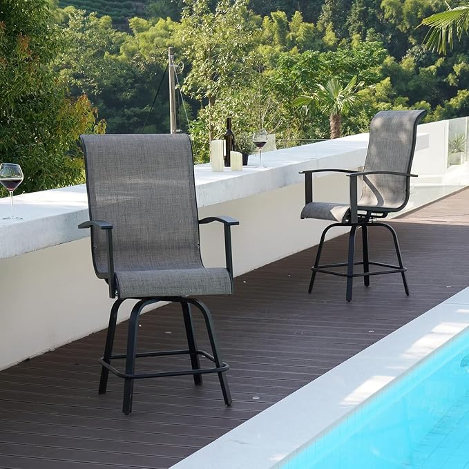 Grand patio Counter Height Swivel Bar Stools Set of 6, Outdoor Sling Fabric - Image 6