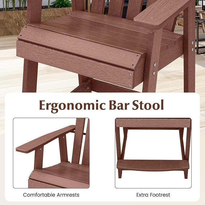 Tangkula Outdoor Bar Stool, HDPE Tall Adirondack Chair - Image 8