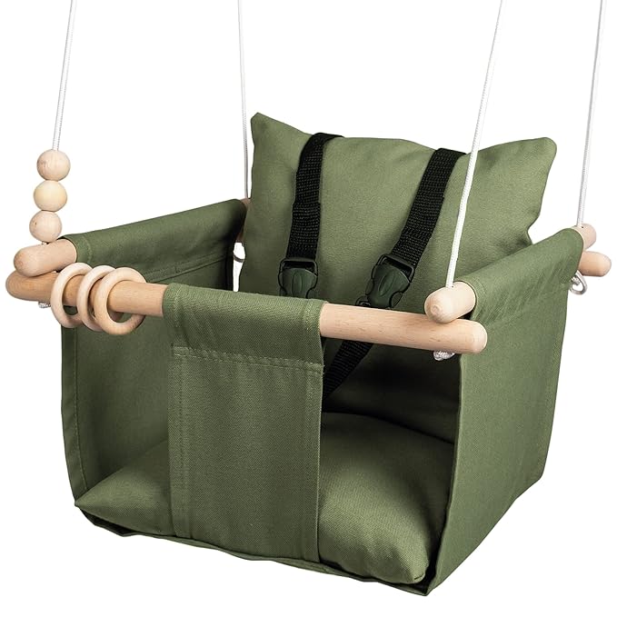 Indoor Outdoor Baby Swing with 3-Point Harness and Hardware by MassLumberUniqueProducts