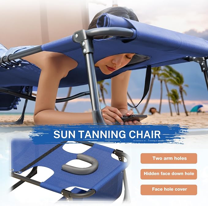 Devoko Beach Lounge Chair, Outdoor Sun Tanning Chair - Image 5