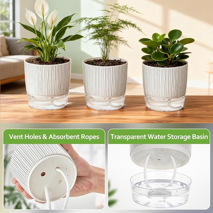 3 Pack Self Watering Pots Set, 4 Inch Self Watering Pots - Image 4
