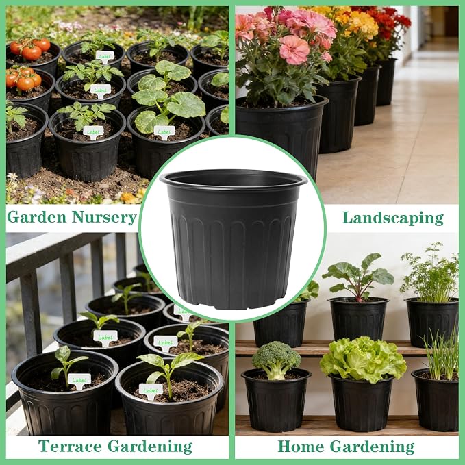 50-Pack 2.5 Gallon Flexible Plastic Plant Pots, Thickened Soft Seed Starting - Image 7