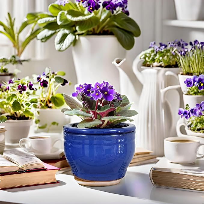 African Violet Pots Self Watering Round Ceramic Violet Pot - Image 7