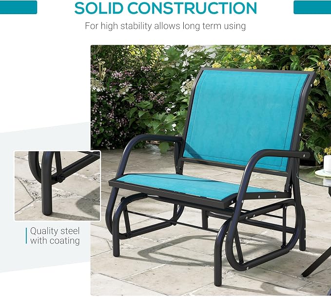Outsunny Porch Glider, Metal Frame Swing Glider Chair - Image 6