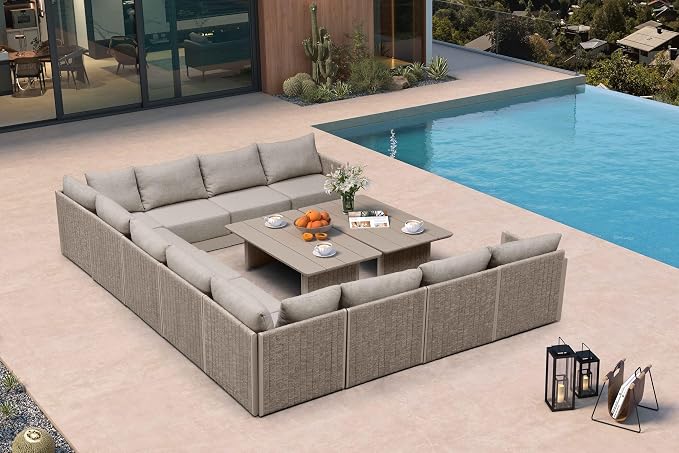 PURPLE LEAF Patio Furniture Set 13 Pieces Patio Seating Sofas Aluminum by PURPLELEAF