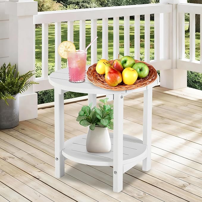 LZRS Round Adirondack Side Table Double End Table, Outdoor Side Tables - Image 6