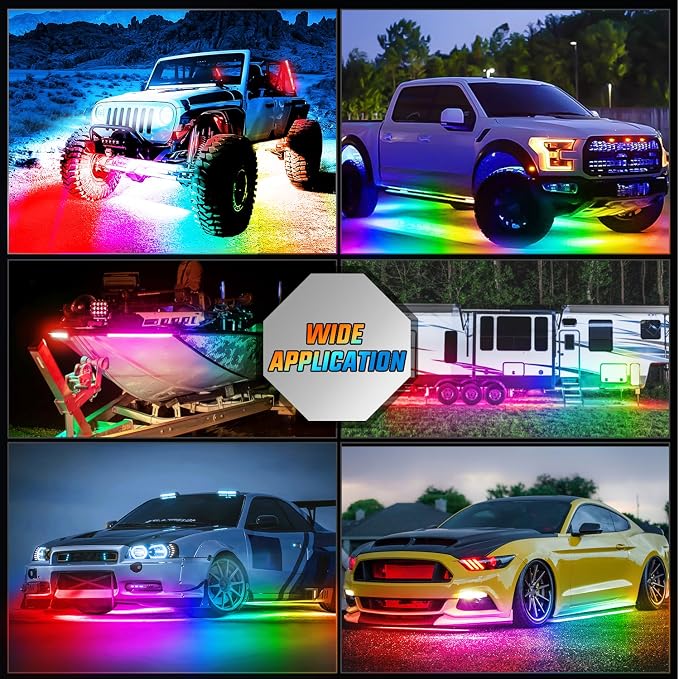 Nilight 8Pcs Aluminum Underglow Neon Accent Strip Lights 396 LEDs Dream Color - Image 9