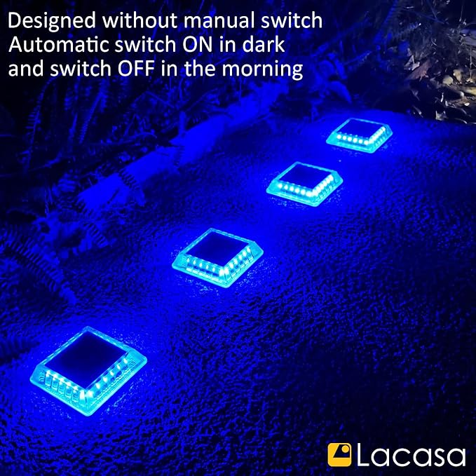 Lacasa Solar Deck Lights, 4 Pack 30LM LED Dock Lights Blue Light, Outdoor Solar - Image 7