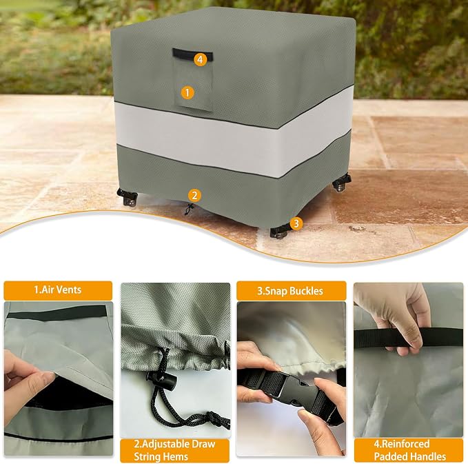 Patio Wicker Side Table Cover, 22W x 22D x 18H inch, Waterproof Square Patio - Image 3