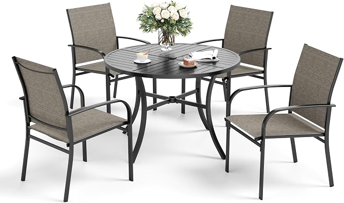 5 Piece Patio Dining Set for 4, Outdoor Table and Chairs Set for Lawn Backyard - Image 8