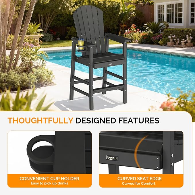 VINGLI Tall Adirondack Chair, All-Weather Plastic Adirondack Chair - Image 5