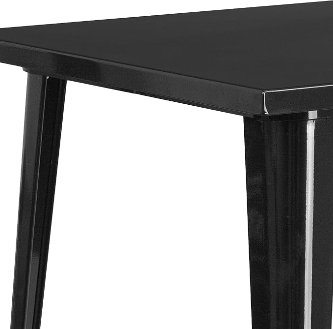 EMMA + OLIVER Commercial Grade 31.5" Square Black Metal Indoor-Outdoor Bar - Image 5