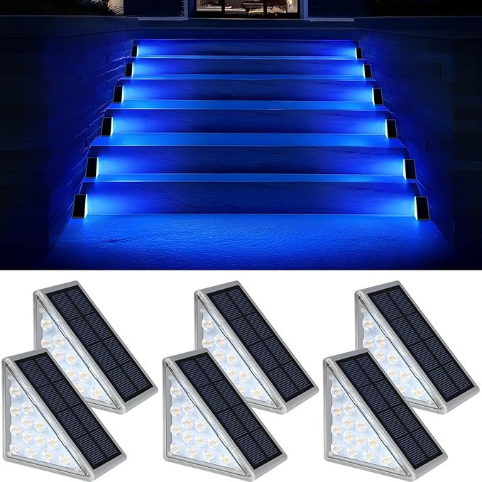 6 Pack Solar Stair Lights, Outdoor Step Lights by AUDLES