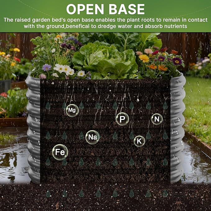 4 PCS Galvanized Raised Garden Bed Outdoor, Metal Garden Bed - Image 5